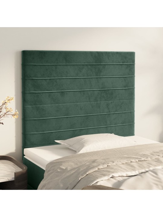 Čelo postele 2 ks tmavě zelené 90x5x78/88 cm samet