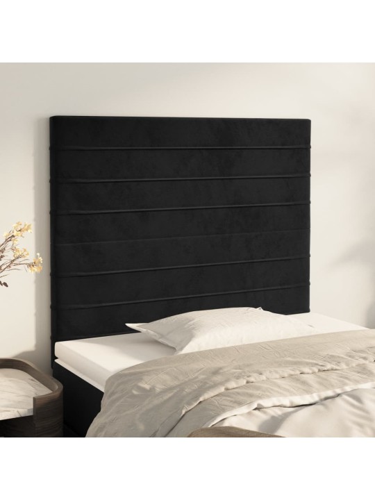 Čelo postele 2 ks černé 100x5x78/88 cm samet