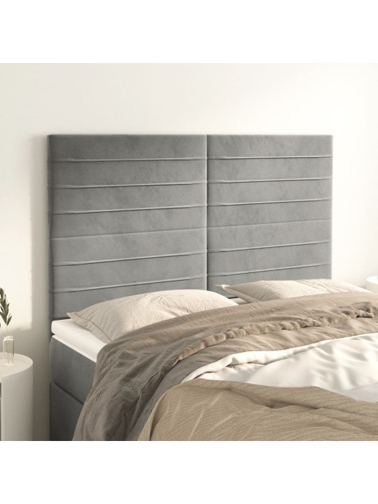 Čela postele 4 ks světle šedá 72 x 5 x 78/88 cm samet