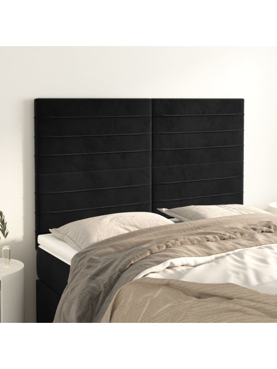 Čela postele 4 ks černá 72 x 5 x 78/88 cm samet