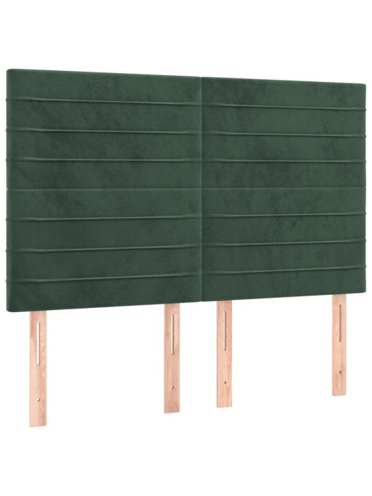 Čela postele 4 ks tmavě zelená 72 x 5 x 78/88 cm samet