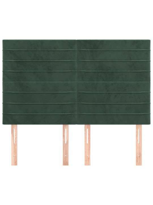 Čela postele 4 ks tmavě zelená 72 x 5 x 78/88 cm samet