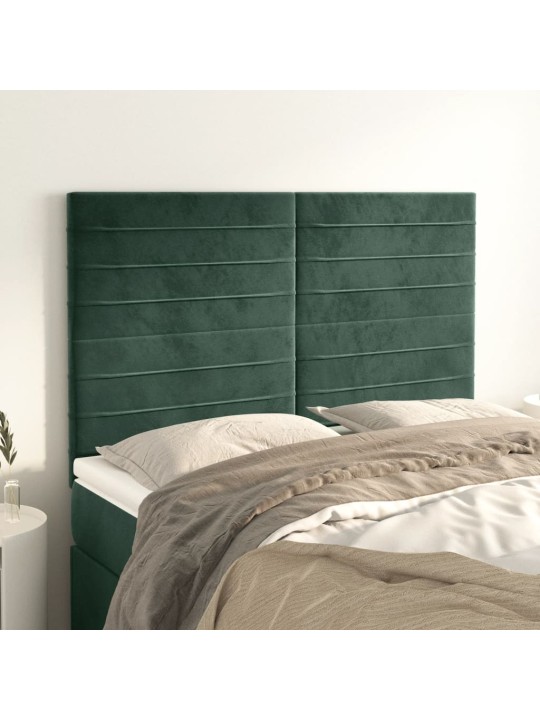 Čela postele 4 ks tmavě zelená 72 x 5 x 78/88 cm samet