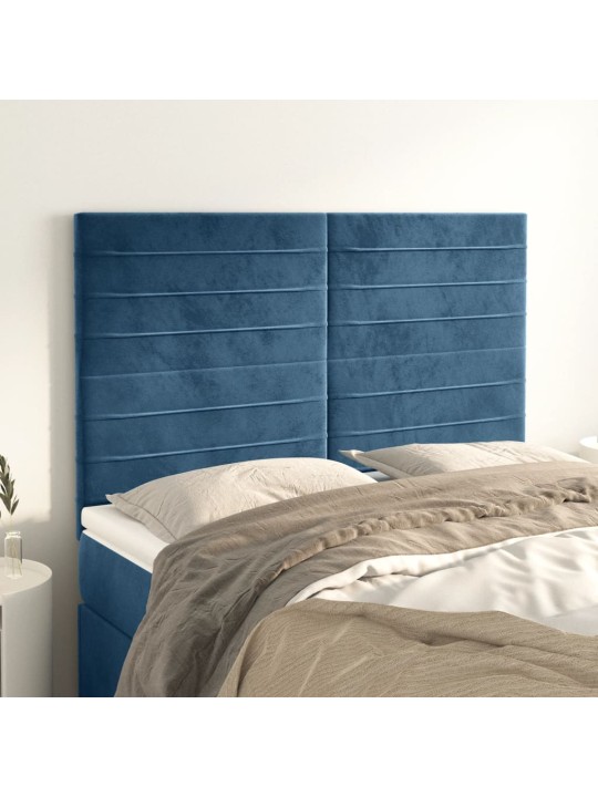 Čela postele 4 ks tmavě modrá 72 x 5 x 78/88 cm samet