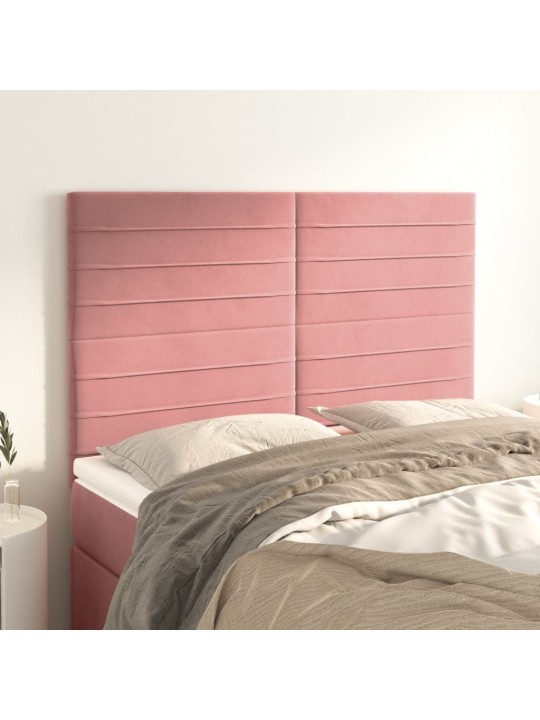 Čelo postele 4 ks růžové 72x5x78/88 cm samet
