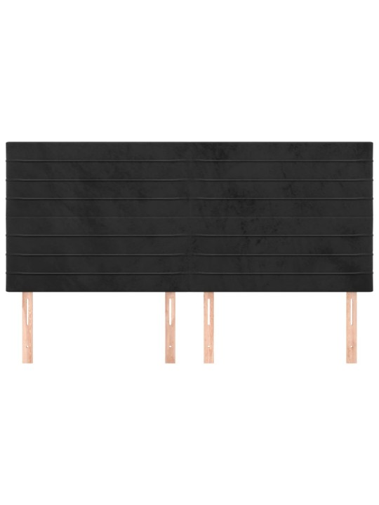 Čelo postele 4 ks černé 80 x 5 x 78/88 cm samet