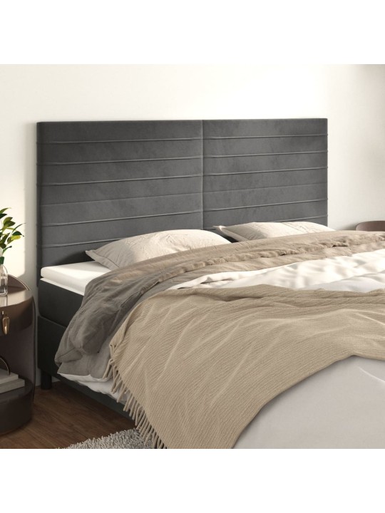 Čelo postele 4 ks tmavě šed 90x5x78/88 cm samet