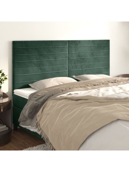 Čelo postele 4 ks tmavě zelené 90x5x78/88 cm samet
