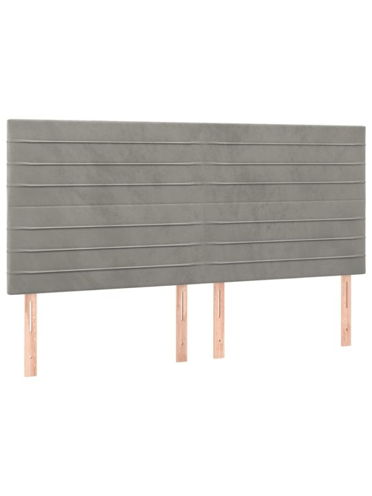 Čelo postele 4 ks světle šedé 100 x 5 x 78/88 cm samet