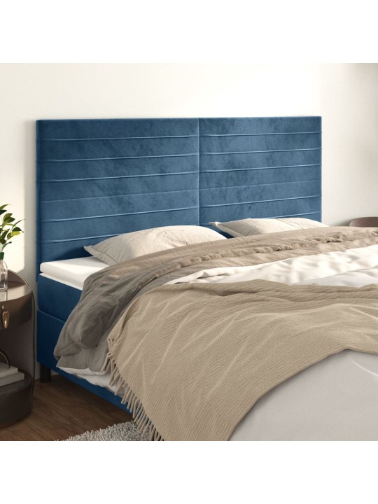 Čelo postele 4 ks tmavě modré 100x5x78/88 cm samet
