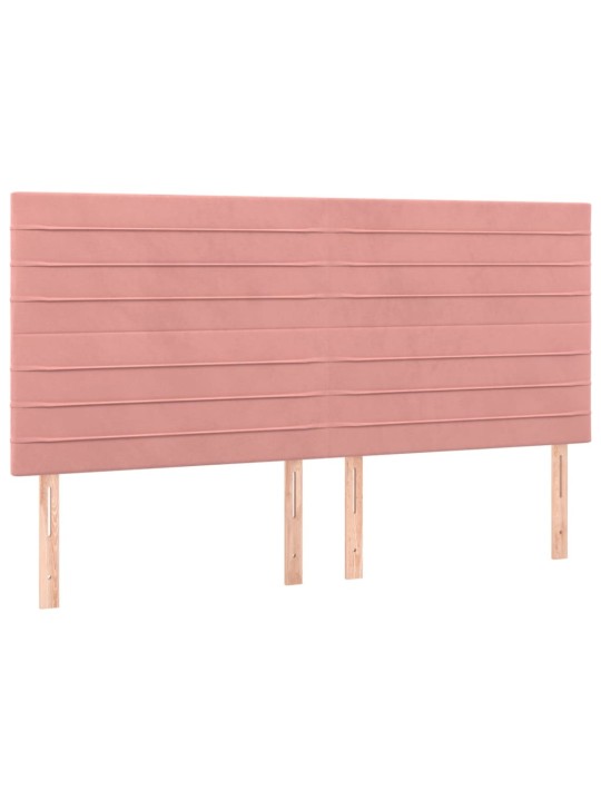 Čelo postele 4 ks růžové 100x5x78/88 cm samet