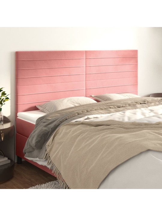 Čelo postele 4 ks růžové 100x5x78/88 cm samet