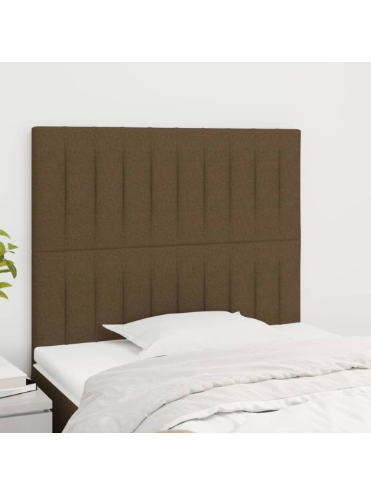 Čelo postele 2 ks tmavě hnědé 80 x 5 x 78/88 cm textil