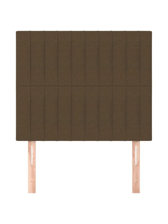 Čelo postele 2 ks tmavě hnědé 90x5x78/88 cm textil