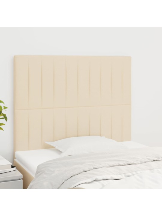 Čelo postele 2 ks krémové 90x5x78/88 cm textil