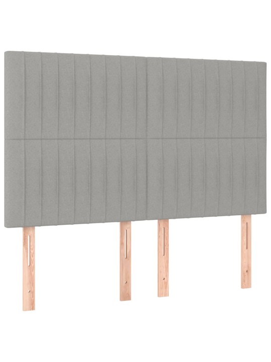 Čela postele 4 ks světle šedá 72 x 5 x 78/88 cm textil