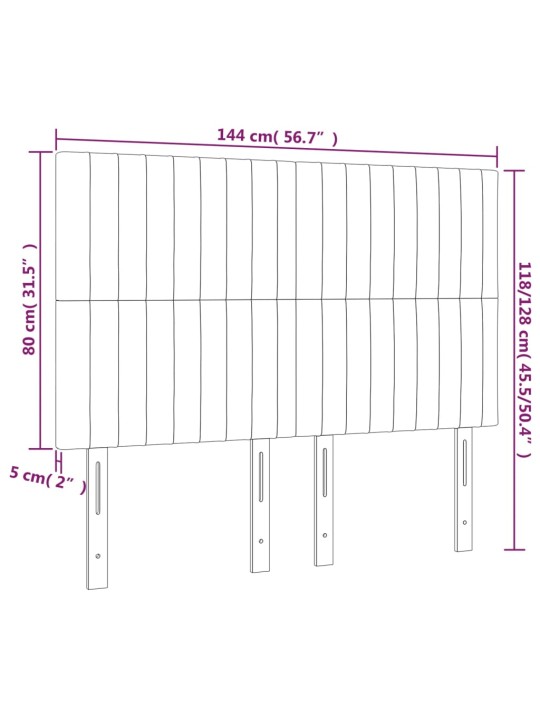 Čela postele 4 ks světle šedá 72 x 5 x 78/88 cm textil