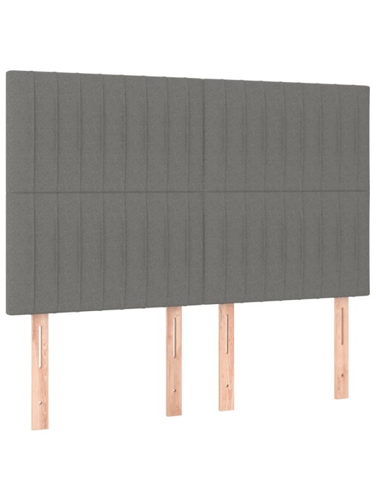 Čela postele 4 ks tmavě šedá 72 x 5 x 78/88 cm textil