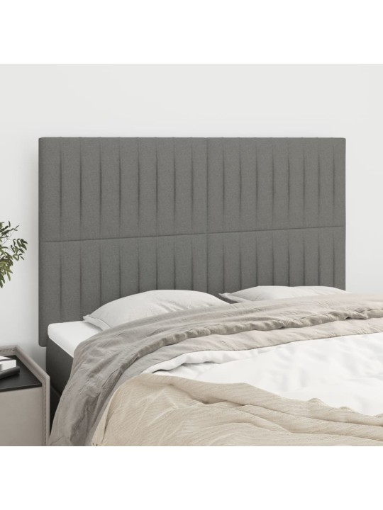 Čela postele 4 ks tmavě šedá 72 x 5 x 78/88 cm textil
