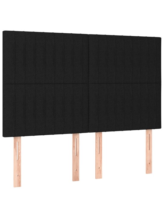 Čela postele 4 ks černá 72 x 5 x 78/88 cm textil