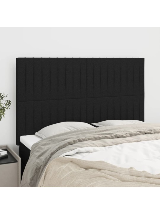 Čela postele 4 ks černá 72 x 5 x 78/88 cm textil