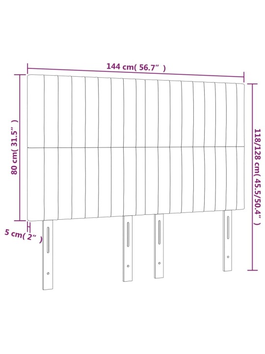 Čela postele 4 ks tmavě hnědá 72 x 5 x 78/88 cm textil