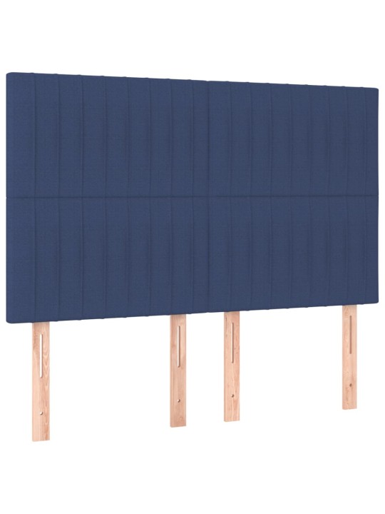 Čela postele 4 ks modrá 72 x 5 x 78/88 cm textil