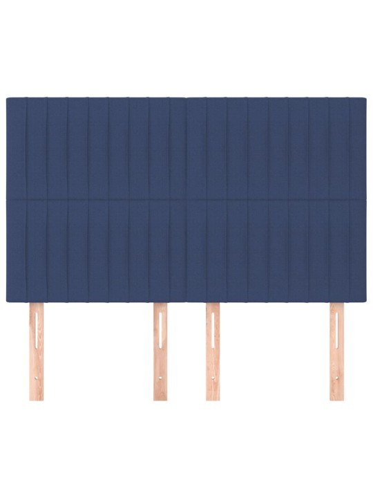 Čela postele 4 ks modrá 72 x 5 x 78/88 cm textil