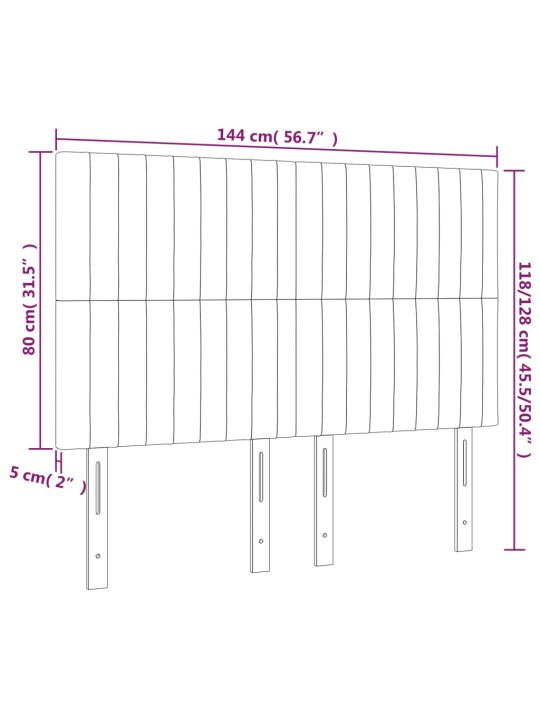 Čela postele 4 ks modrá 72 x 5 x 78/88 cm textil