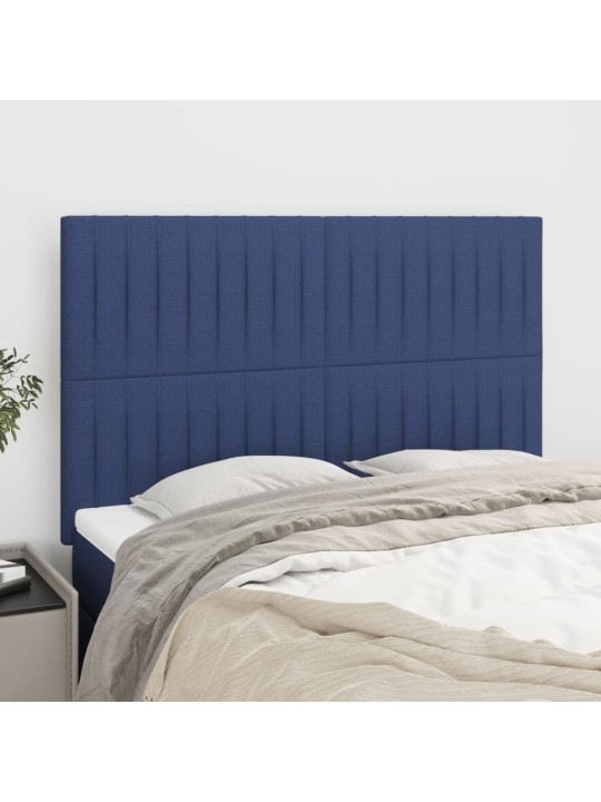 Čela postele 4 ks modrá 72 x 5 x 78/88 cm textil
