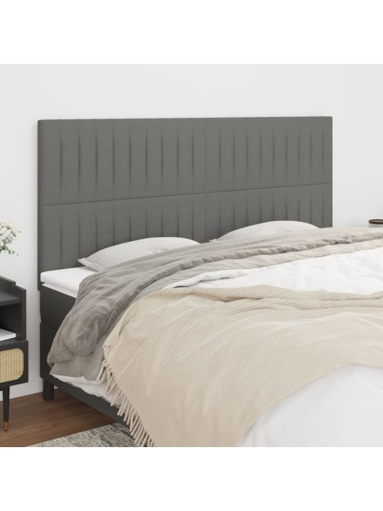 Čelo postele 4 ks tmavě šed 90x5x78/88 cm textil
