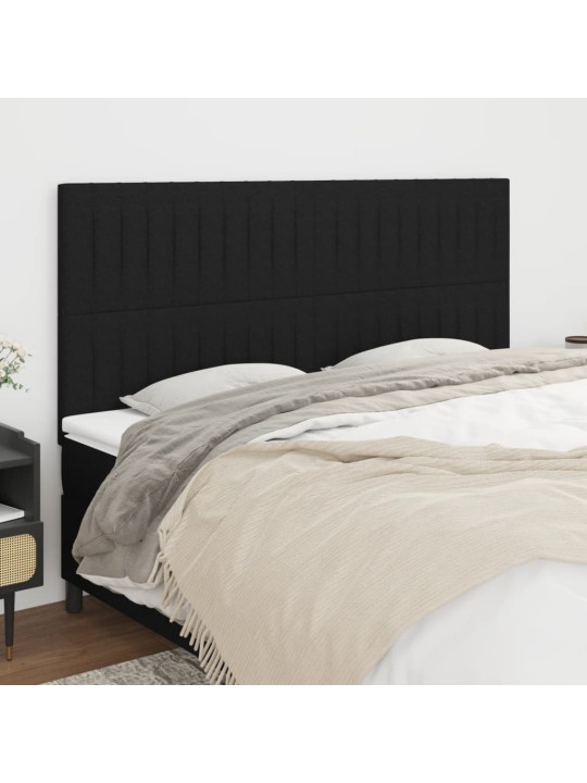 Čelo postele 4 ks černé 90x5x78/88 cm textil