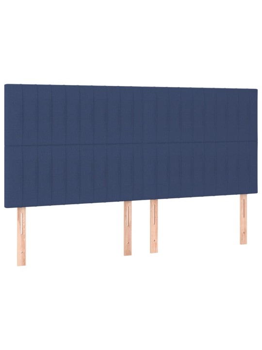 Čelo postele 4 ks modré 90x5x78/88 cm textil