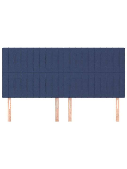 Čelo postele 4 ks modré 90x5x78/88 cm textil