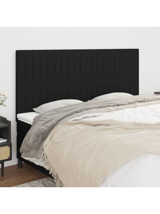 Čelo postele 4 ks černé 100x5x78/88 cm textil
