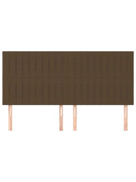 Čelo postele 4 ks tmavě hnědé 100x5x78/88 cm textil