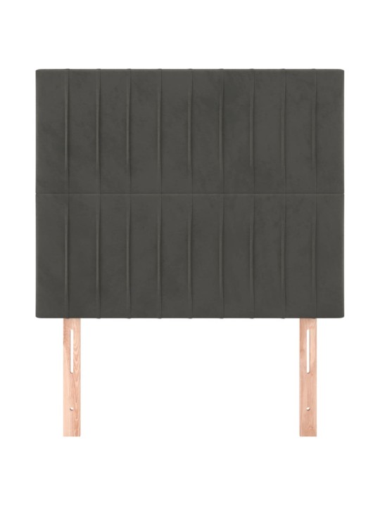 Čelo postele 2 ks tmavě šedé 80 x 5 x 78/88 cm samet
