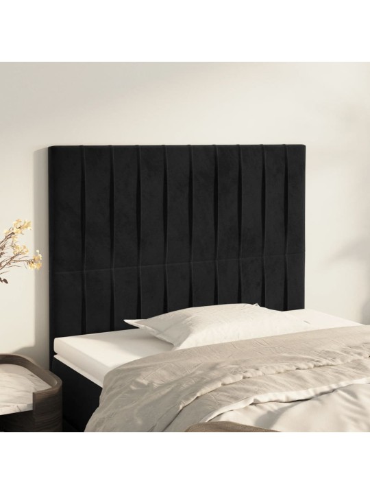 Čelo postele 2 ks černé 80 x 5 x 78/88 cm samet