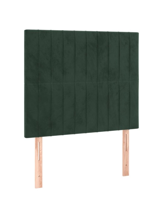 Čelo postele 2 ks tmavě zelené 80 x 5 x 78/88 cm samet