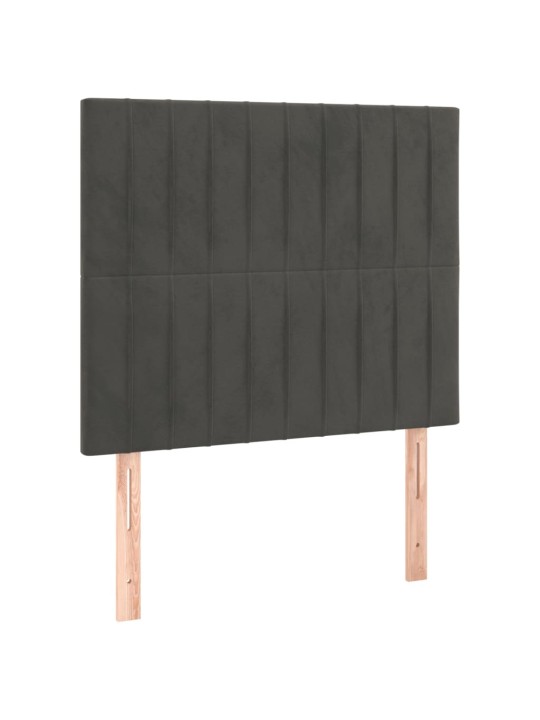 Čelo postele 2 ks tmavě šed 90x5x78/88 cm samet