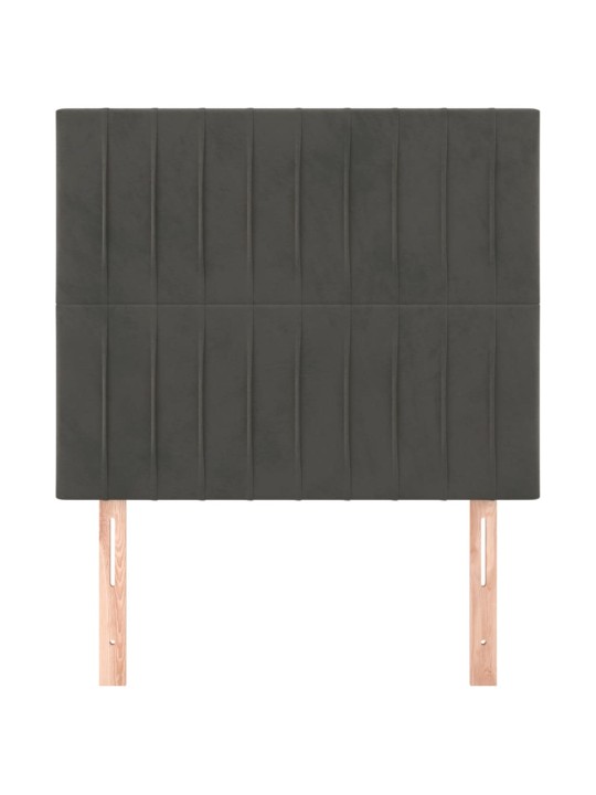 Čelo postele 2 ks tmavě šed 90x5x78/88 cm samet