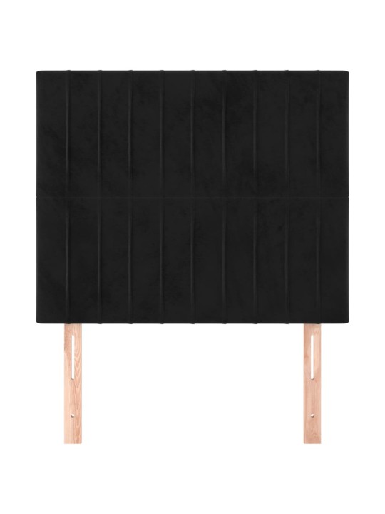 Čelo postele 2 ks černé 90x5x78/88 cm samet