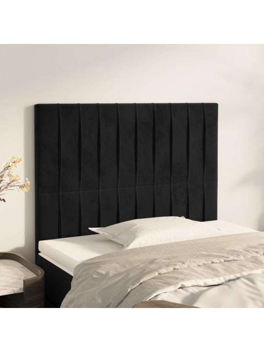 Čelo postele 2 ks černé 90x5x78/88 cm samet