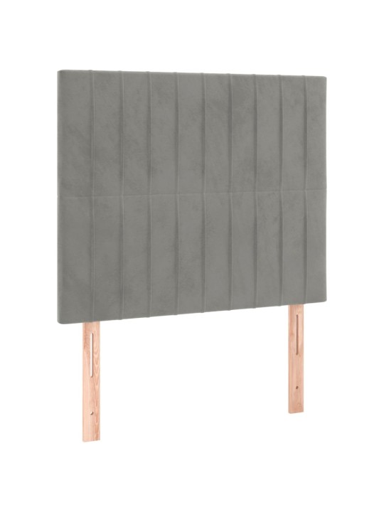 Čelo postele 2 ks světle šedé 100 x 5 x 78/88 cm samet