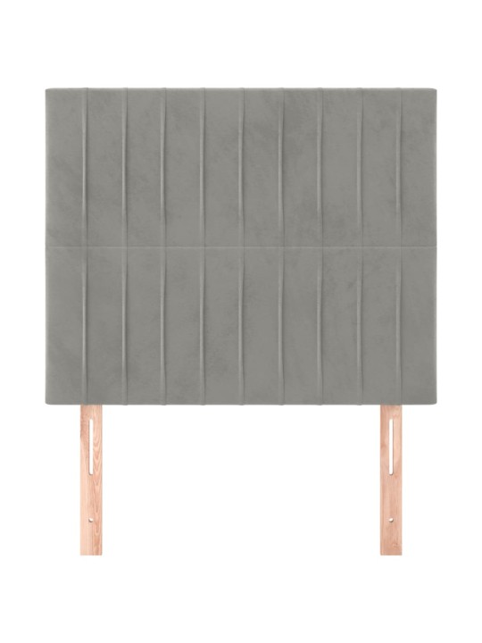Čelo postele 2 ks světle šedé 100 x 5 x 78/88 cm samet