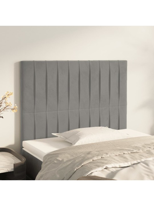 Čelo postele 2 ks světle šedé 100 x 5 x 78/88 cm samet