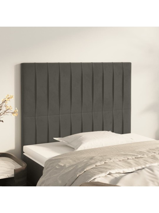 Čelo postele 2 ks tmavě šedé 100 x 5 x 78/88 cm samet