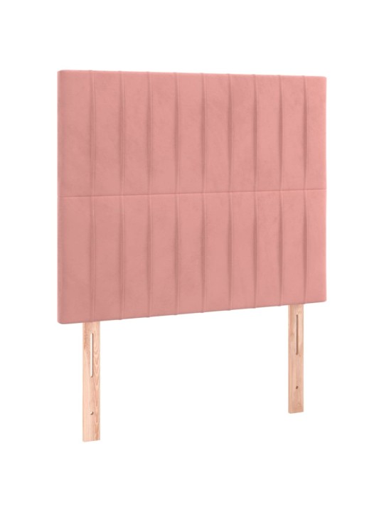 Čelo postele 2 ks růžové 100x5x78/88 cm samet