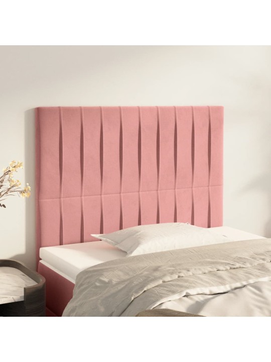 Čelo postele 2 ks růžové 100x5x78/88 cm samet
