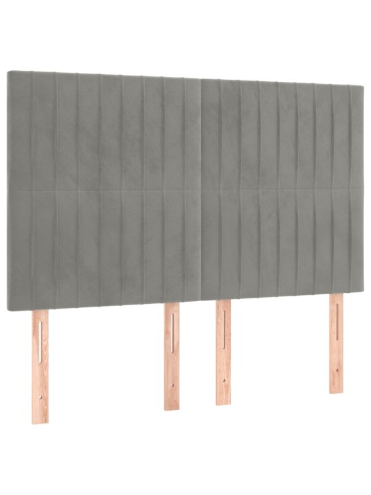 Čela postele 4 ks světle šedá 72 x 5 x 78/88 cm samet